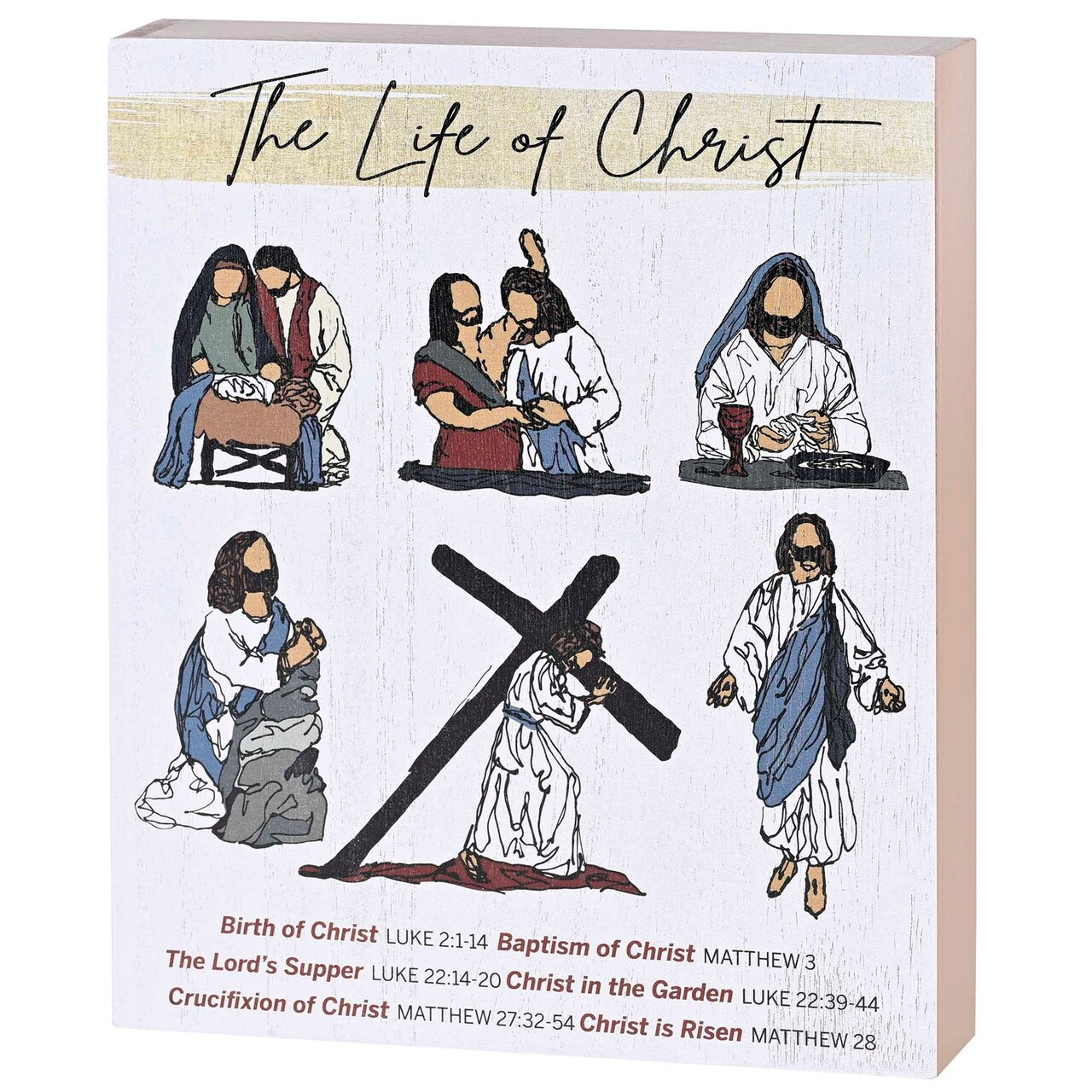 Edge Collections - 8" x 10" - White - Inspirational Tabletop Plaque of the Life of Christ - 1 Piece